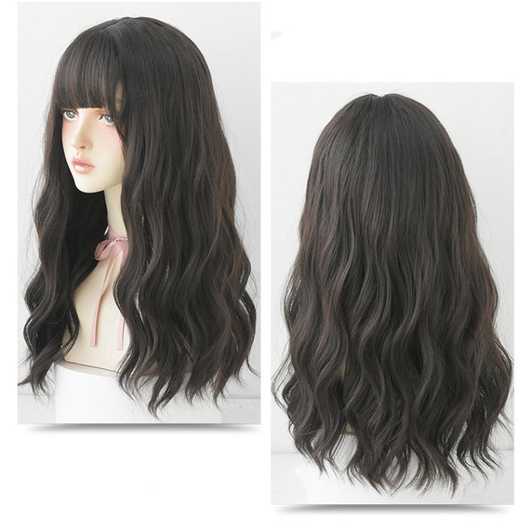 Ladies Long Hair Slightly Curly Wig Natural Fluffy Hair Cover