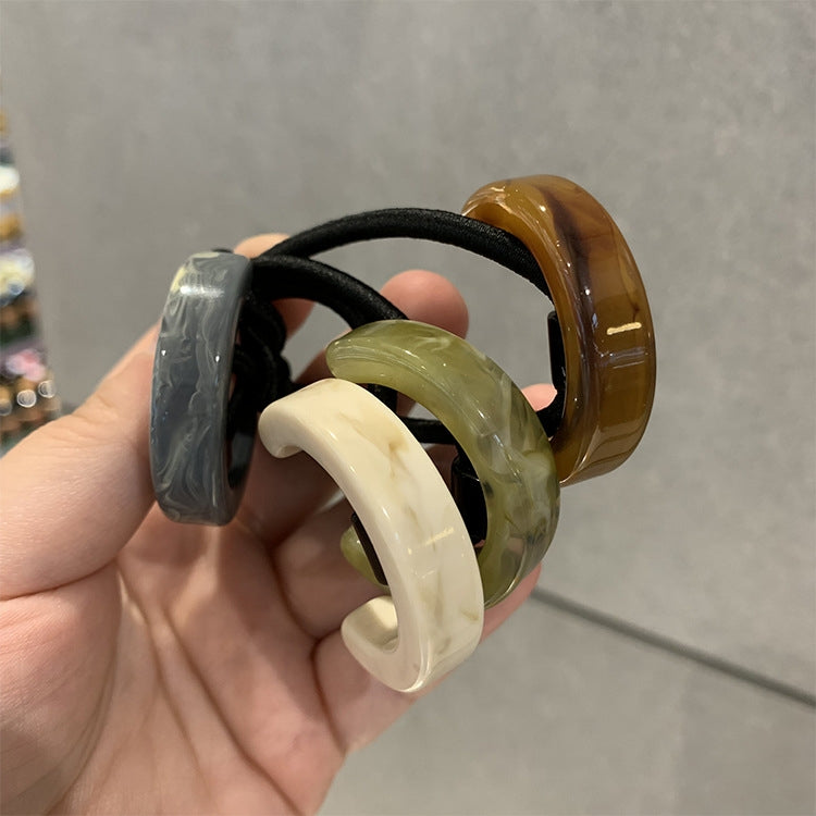 2 PCS Semicircular Elegant Ponytail Resin Hair Ring Rubber Band