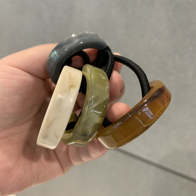 2 PCS Semicircular Elegant Ponytail Resin Hair Ring Rubber Band