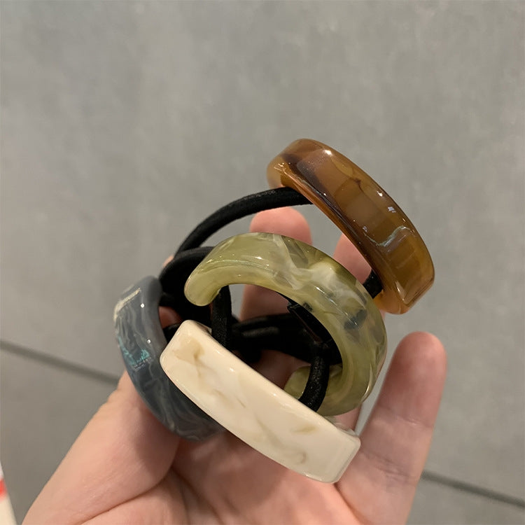 2 PCS Semicircular Elegant Ponytail Resin Hair Ring Rubber Band