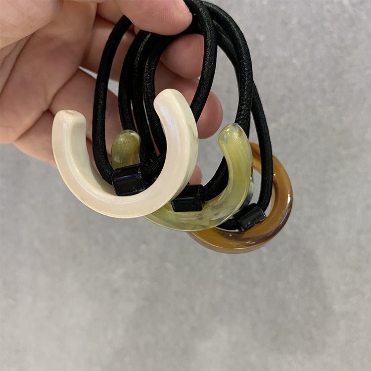 2 PCS Semicircular Elegant Ponytail Resin Hair Ring Rubber Band