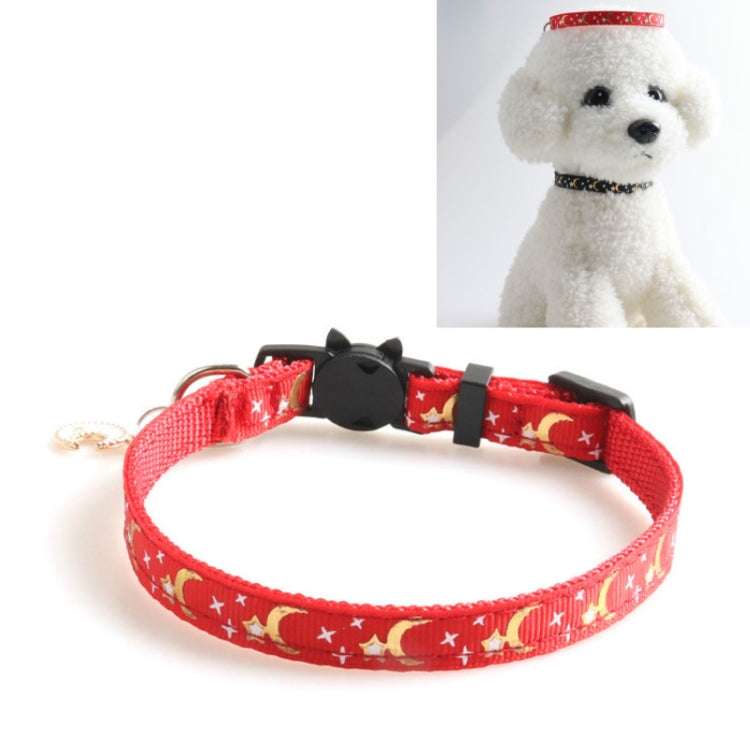 Pet Collar Webbing Cat Collar Star Moon with Pendant