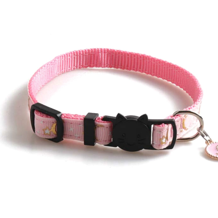 Pet Collar Webbing Cat Collar Star Moon with Pendant
