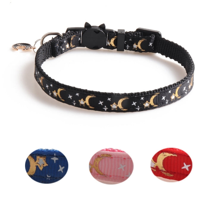 Pet Collar Webbing Cat Collar Star Moon with Pendant