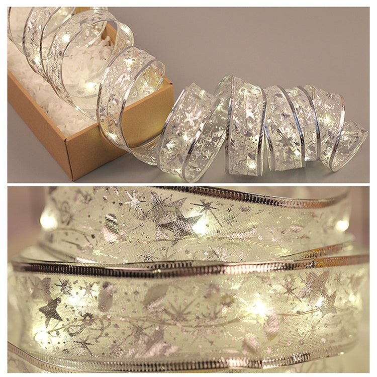 4m 40LEDs Gift Decoration Ribbon Light String LED Copper Wire Ribbon Christmas Tree Top Bowknot Light