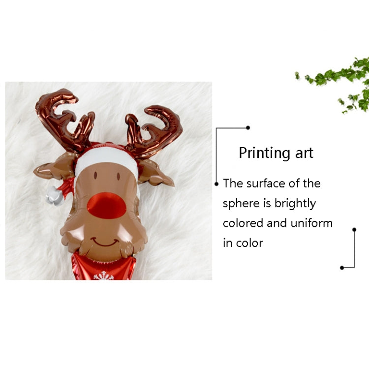20 PCS 24 Inch Christmas Inflatable Stick Cane Candy Elk Head Handheld Balloon Aluminum Film Material Decoration Balloon
