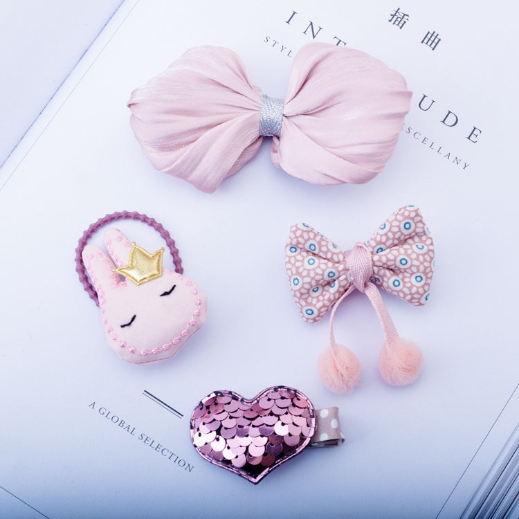 Bowknot Hairpin Sequins Love Hairpin Combo Set Children Hair Accessories Set