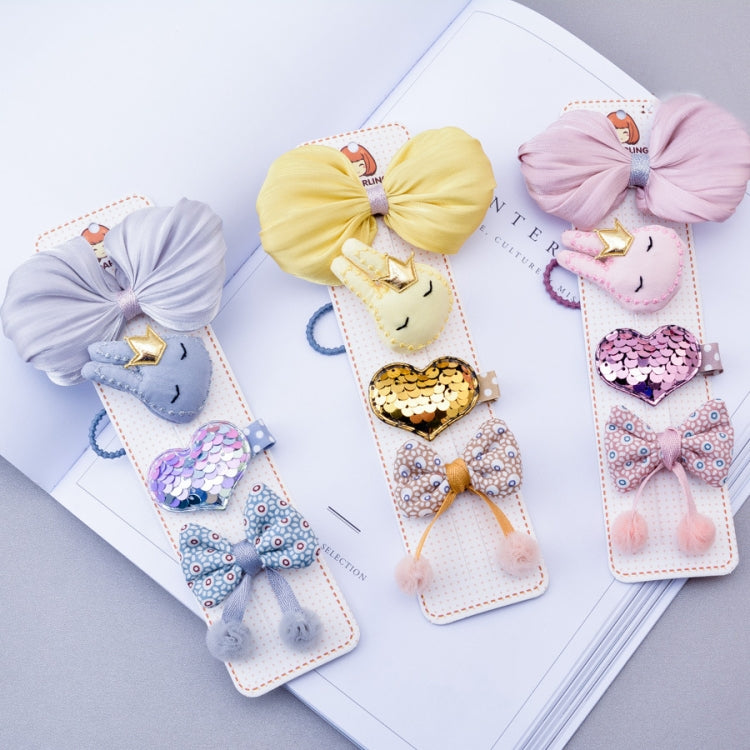 Bowknot Hairpin Sequins Love Hairpin Combo Set Children Hair Accessories Set