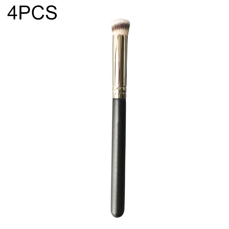 4 PCS Fiber Hair Makeup Brush Wooden Handle Foundation Brush