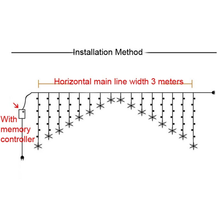 LED Inverted V Snowflake Five-Star Decorative Lights Christmas Waterproof String Lights, EU Plug