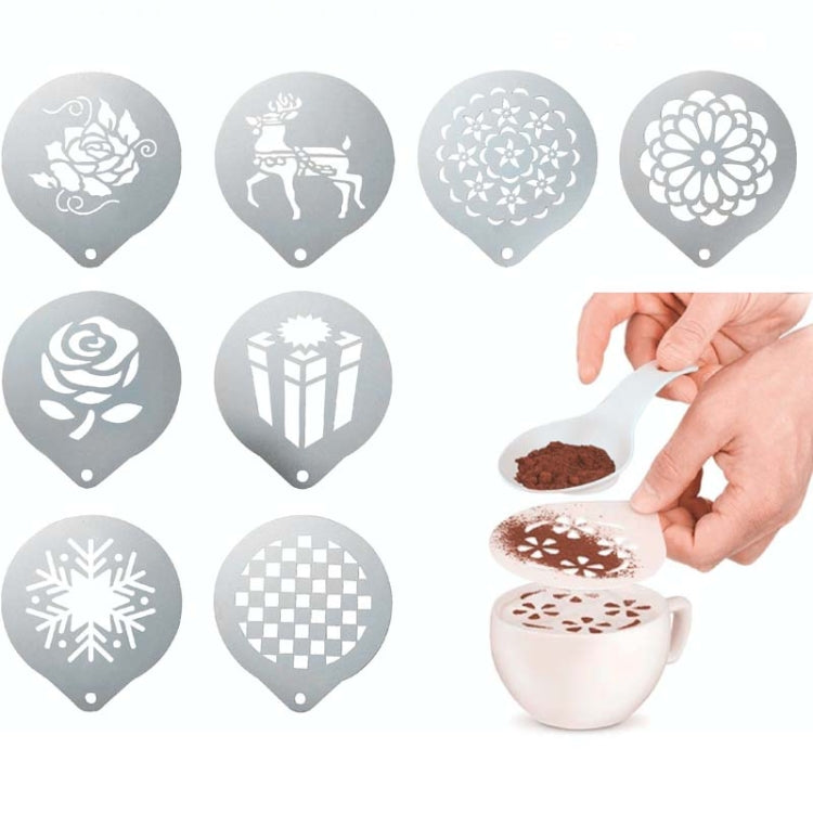 6 PCS Stainless Steel Garland Mold Fancy Coffee Printing Model Coffee Milk Foam Spray Pattern Template Random Style Delivery