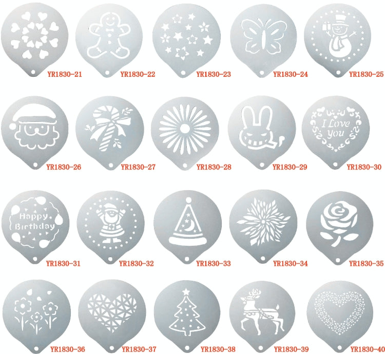 6 PCS Stainless Steel Garland Mold Fancy Coffee Printing Model Coffee Milk Foam Spray Pattern Template Random Style Delivery