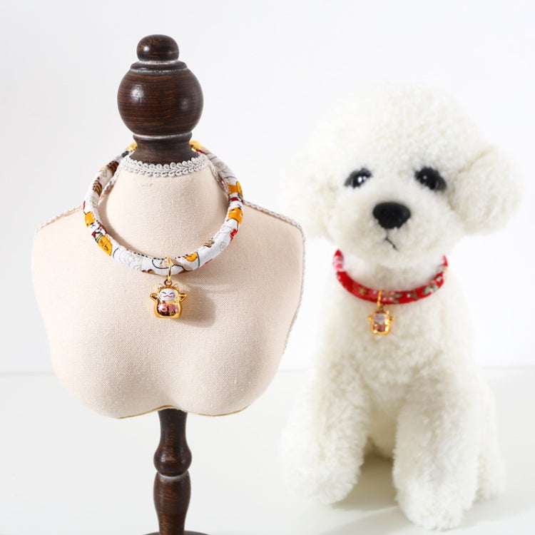 Lucky Cat Copper Bell Adjustable Pet Cat Dog Collar Necklace