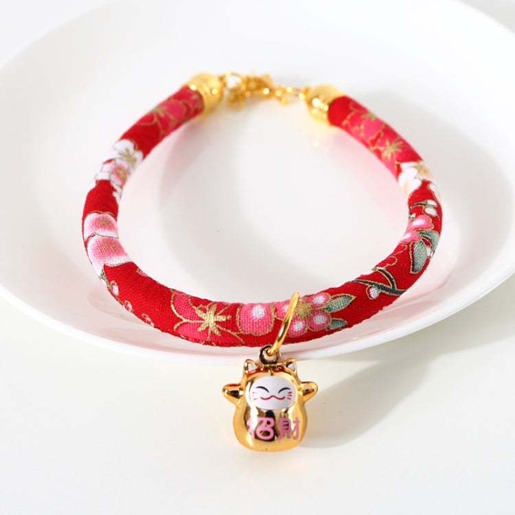 Lucky Cat Copper Bell Adjustable Pet Cat Dog Collar Necklace