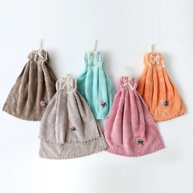 5 PCS Coral Velvet Bowknot Towel Bathroom Hangable Absorbent Towel 35x75cm Random Colour Delivery