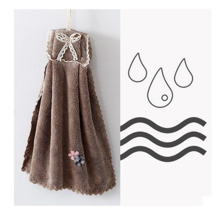 5 PCS Coral Velvet Bowknot Towel Bathroom Hangable Absorbent Towel 35x75cm Random Colour Delivery