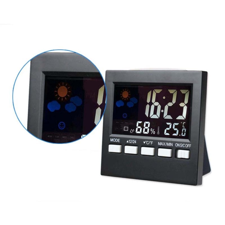 HTC-1 Household Thermometer And Hygrometer Color Screen Weather Station Thermometer Electronic Clock Alarm