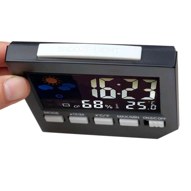 HTC-1 Household Thermometer And Hygrometer Color Screen Weather Station Thermometer Electronic Clock Alarm