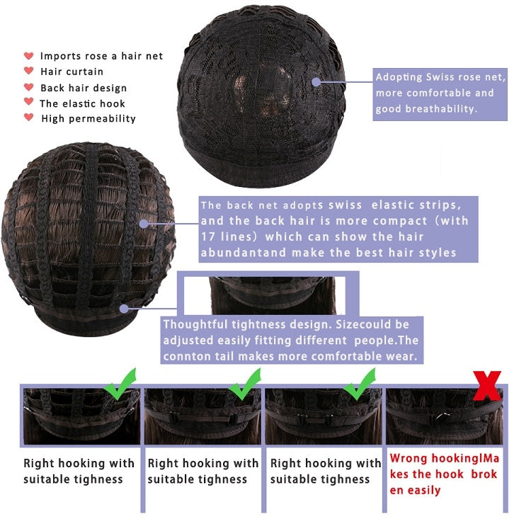 Lady Diagonal Bangs Wig Gradient Short Curly Hair Wig