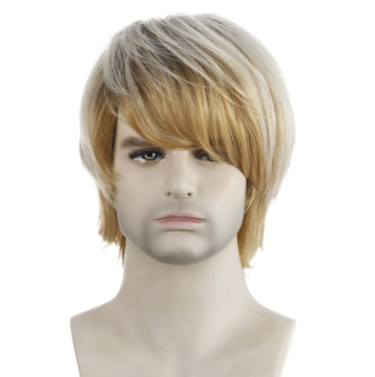 Light Blond Short Hair Men Chemical Fiber Wig