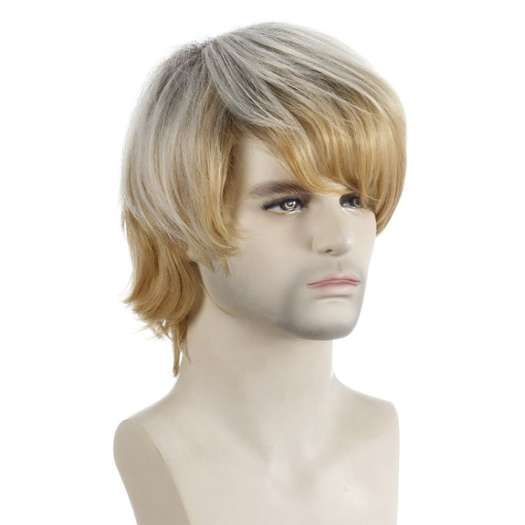 Light Blond Short Hair Men Chemical Fiber Wig