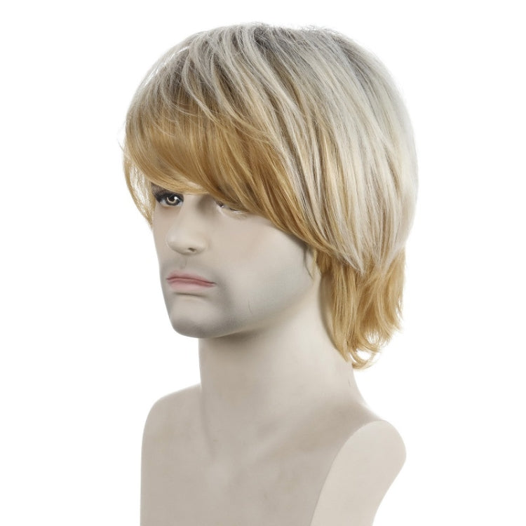 Light Blond Short Hair Men Chemical Fiber Wig