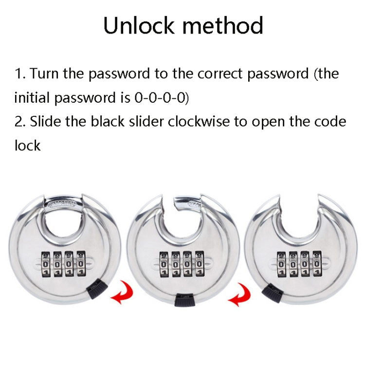 Stainless Steel Password Padlock 304 Waterproof And Rust-Proof Outdoor Courtyard Door Cabinet Lock Round Cake Lock