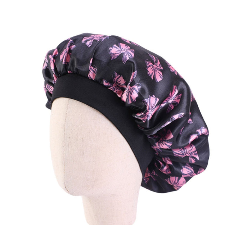 K-14 Children Printed Satin Nightcap Adjustable Stretch Hair Care Hat Shower Cap