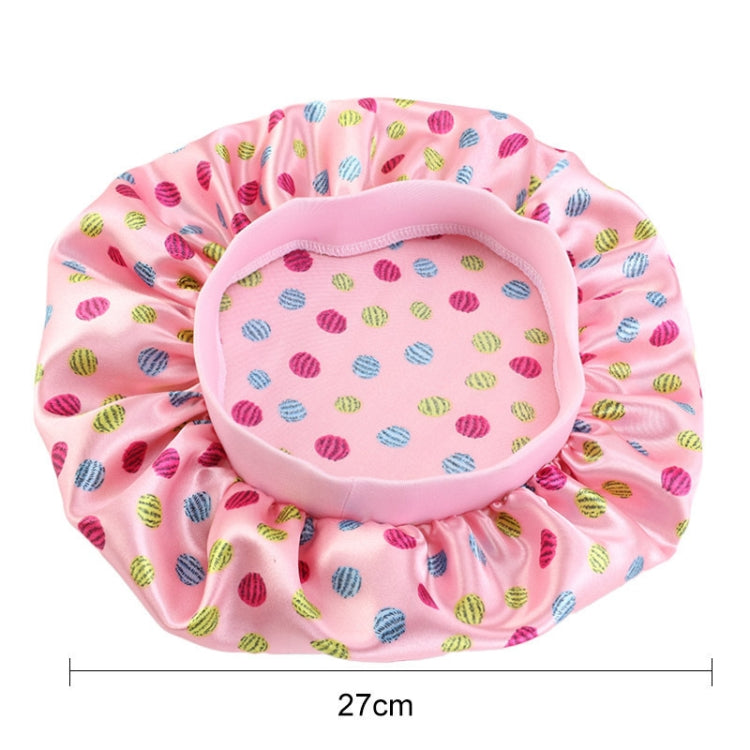 K-14 Children Printed Satin Nightcap Adjustable Stretch Hair Care Hat Shower Cap