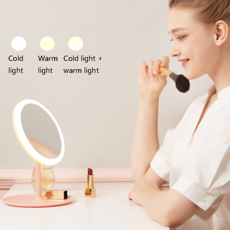 Make-Up Mirror With LED Light Fill Light Dormitory Desktop Dressing Small Mirror Girl Folding And Portable Mirror