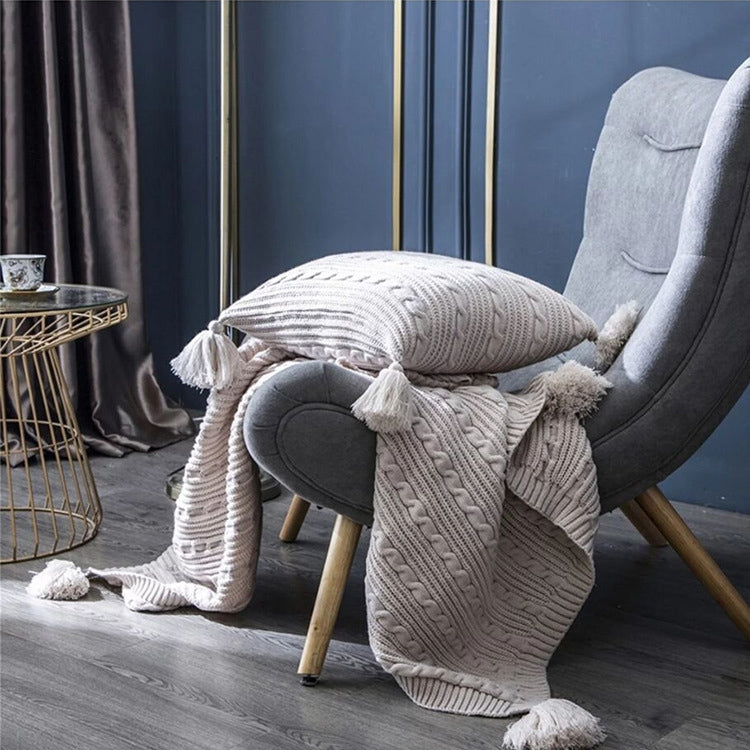 Knitted Blanket Home Casual Shawl Pillowcase Suit Without Core