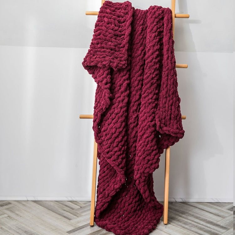 Handmade Thick Wool Knitted Blanket Sofa Chenille Stick Knitted Blanket