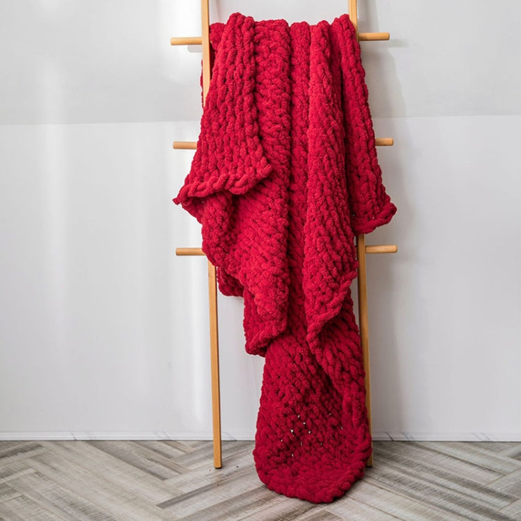 Handmade Thick Wool Knitted Blanket Sofa Chenille Stick Knitted Blanket