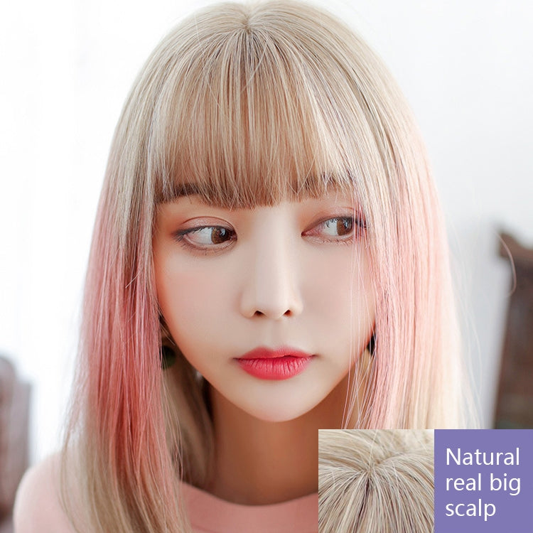 Female Gradient Highlighting Lifelike Chemical Fiber Headgear Wigs