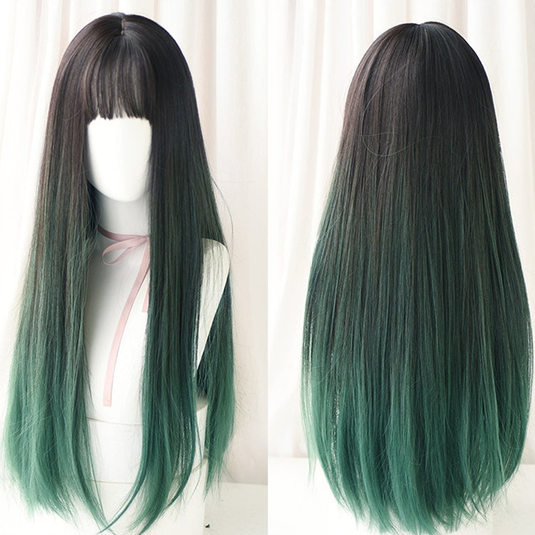 Gradient Color Long Straight Hair Wig Female Chemical Fiber Headgear Simulation Hair