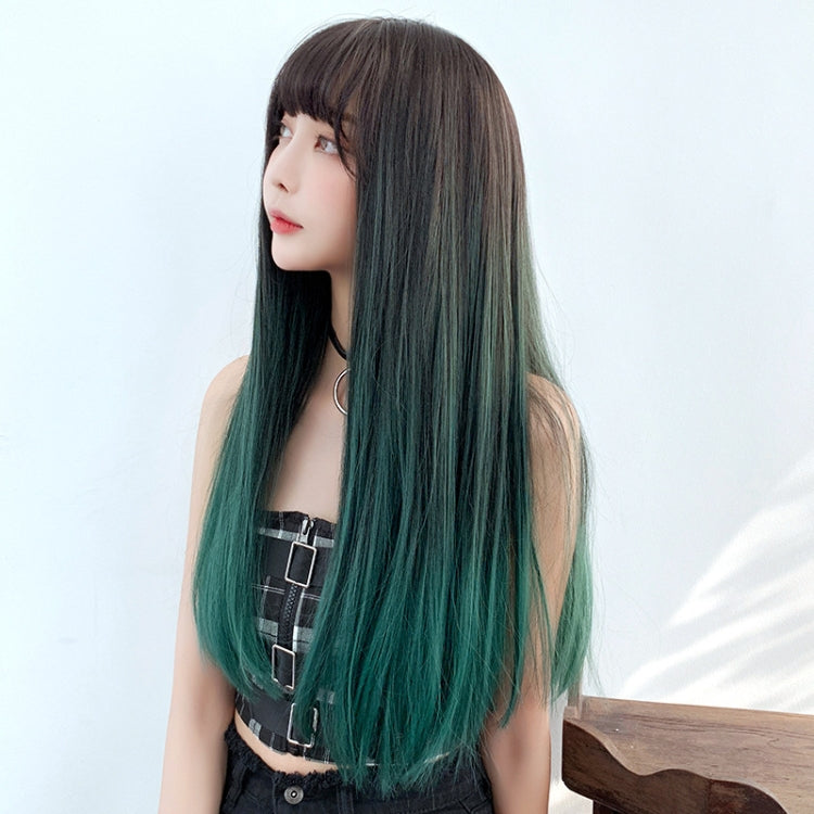 Gradient Color Long Straight Hair Wig Female Chemical Fiber Headgear Simulation Hair