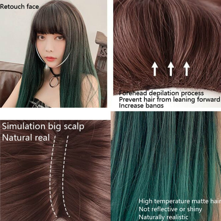 Gradient Color Long Straight Hair Wig Female Chemical Fiber Headgear Simulation Hair