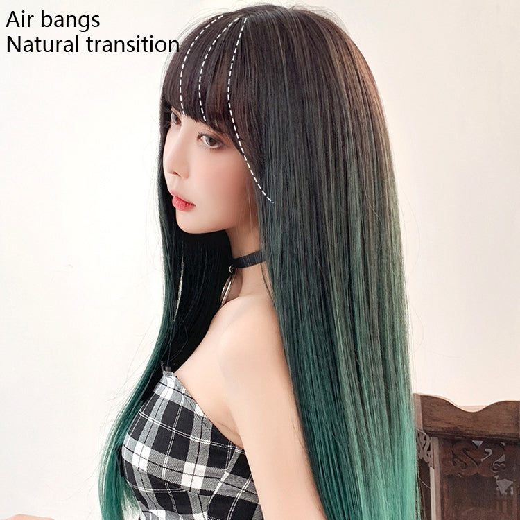 Gradient Color Long Straight Hair Wig Female Chemical Fiber Headgear Simulation Hair