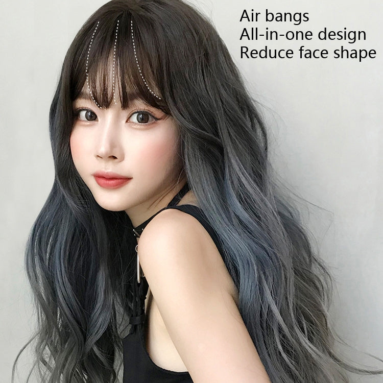 Wig Female Long Hair Big Wave Gradient Full Headgear