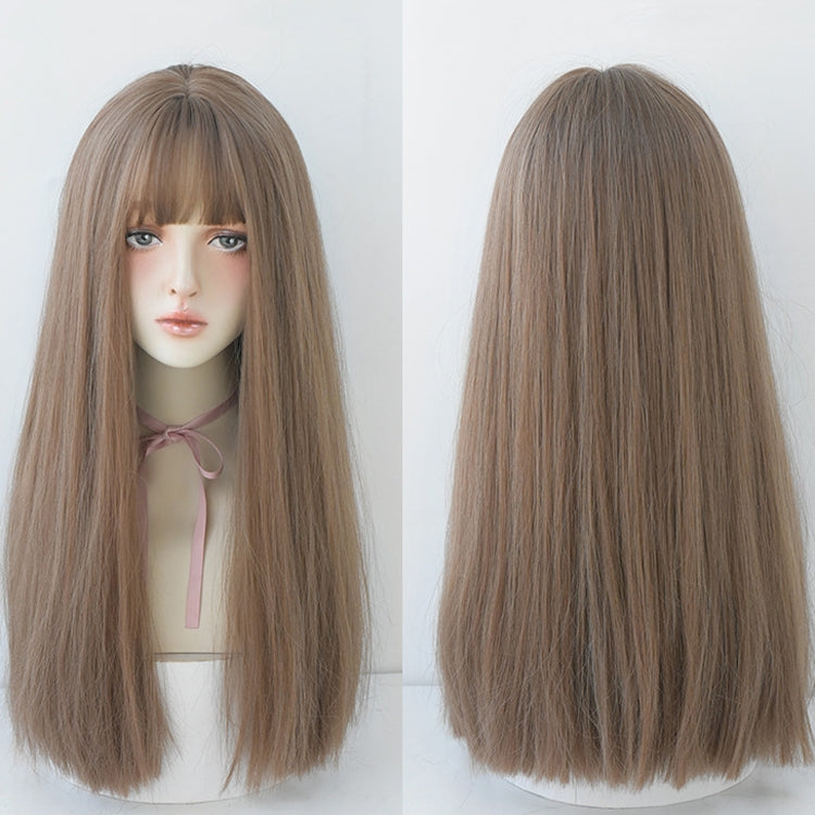 Wig Female Long Hair Full Headgear Straight Hair Natural Air Bangs Full Top Wig