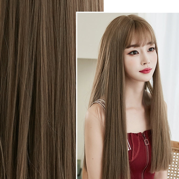 Wig Female Long Hair Full Headgear Straight Hair Natural Air Bangs Full Top Wig
