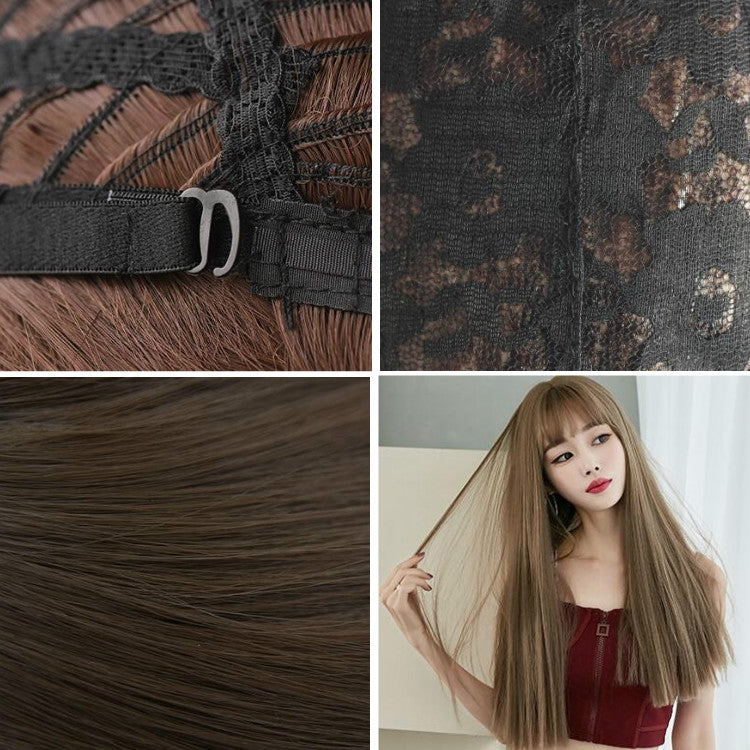 Wig Female Long Hair Full Headgear Straight Hair Natural Air Bangs Full Top Wig