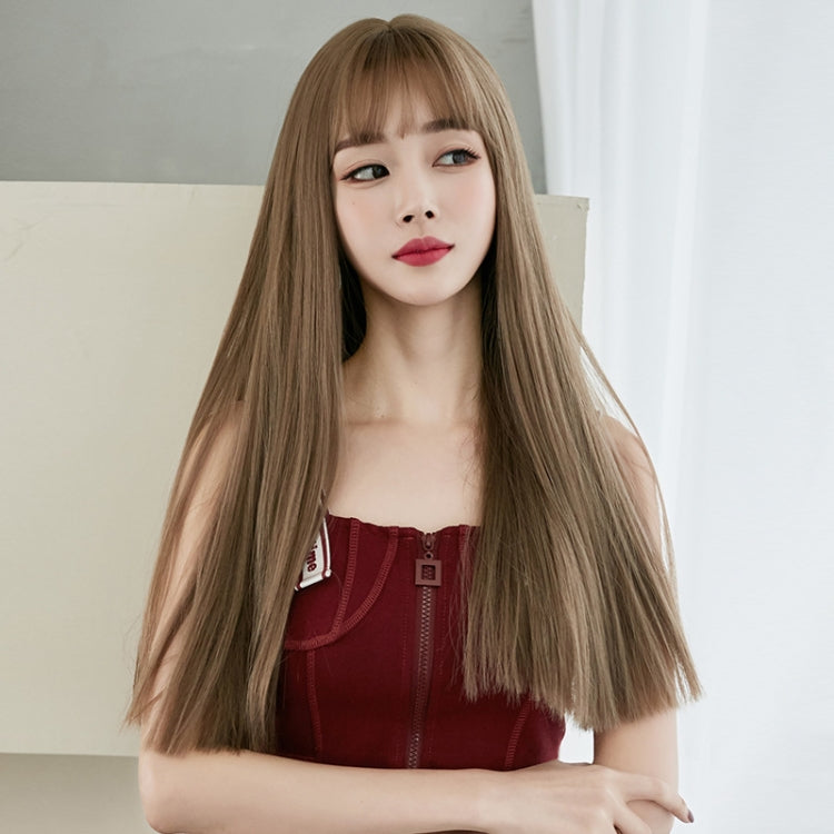 Wig Female Long Hair Full Headgear Straight Hair Natural Air Bangs Full Top Wig