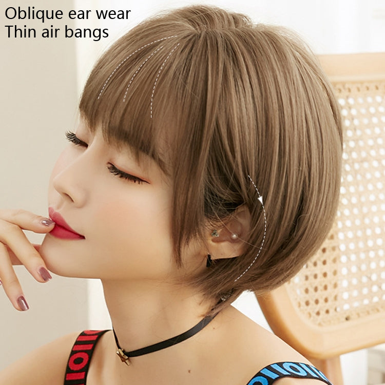 Wig Female Short Hair Round Face Full Top Headgear Short Hair Temperament Bangs Hair Cover