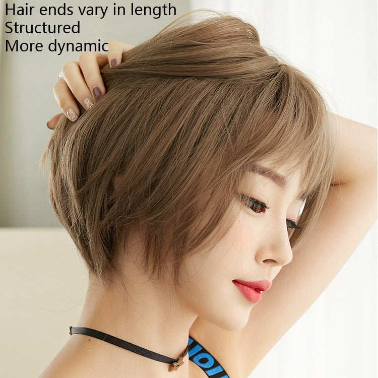 Wig Female Short Hair Round Face Full Top Headgear Short Hair Temperament Bangs Hair Cover