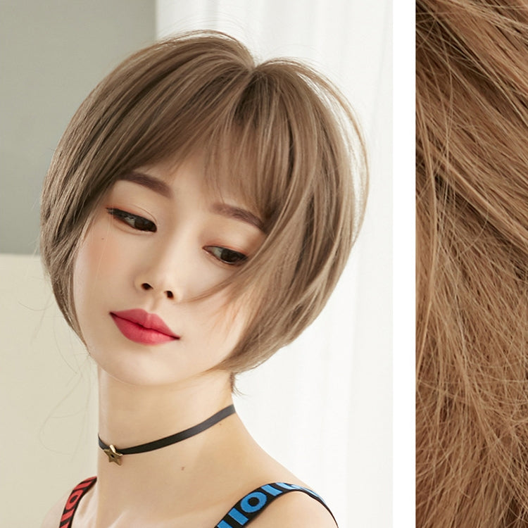 Wig Female Short Hair Round Face Full Top Headgear Short Hair Temperament Bangs Hair Cover