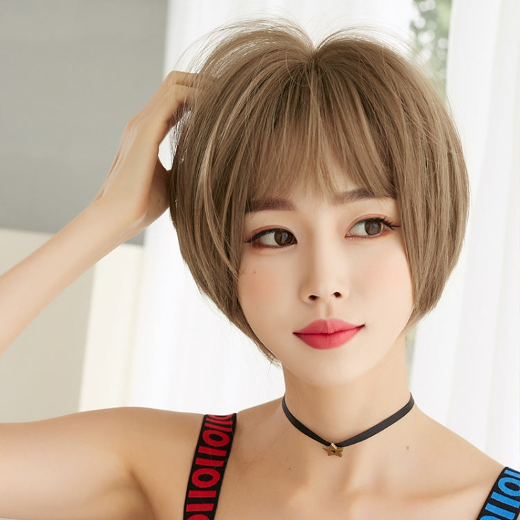 Wig Female Short Hair Round Face Full Top Headgear Short Hair Temperament Bangs Hair Cover