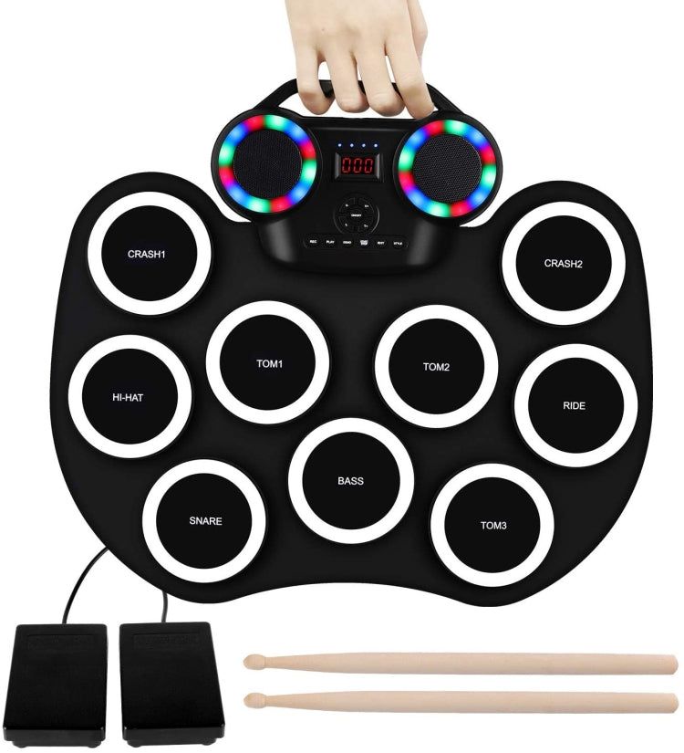 Portable Hand Roll Electronic Drum Flashing Light Bluetooth Drum