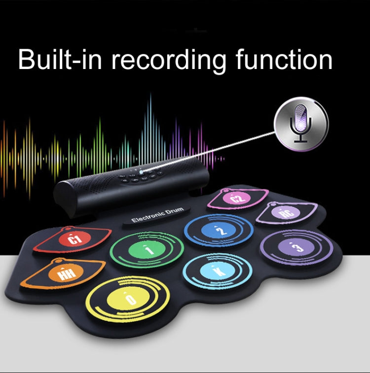 Hand-Rolled Drum Set Color Electronic Drum Lithium Battery Rechargeable Silicone Drum Set