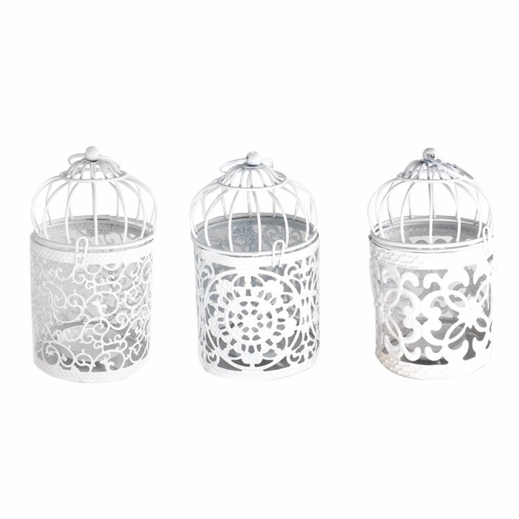 Antique Creative Bird Cage Candlestick Wrought Iron Ornaments Hollow Flower Pattern Home Decoration Crafts